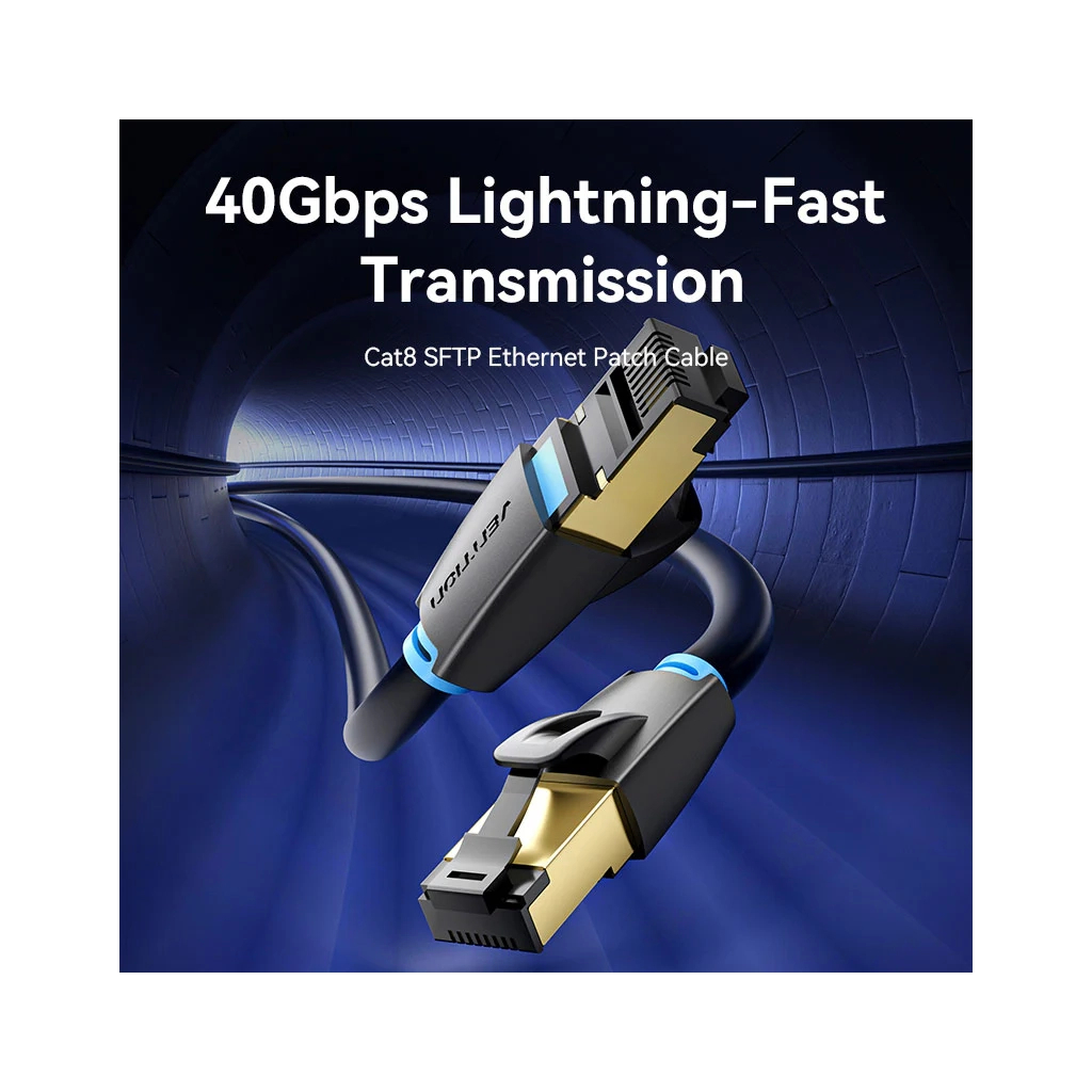 Патч-корд 3м, S/FTP cat 8 RJ-45 black VENTION (IKABI) - picture 2