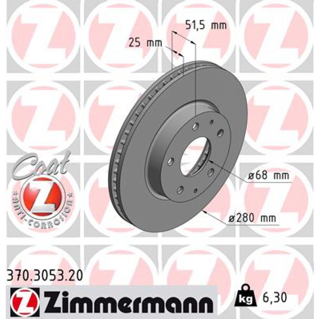 Гальмівний диск ZIMMERMANN 370.3053.20 - зображення 1