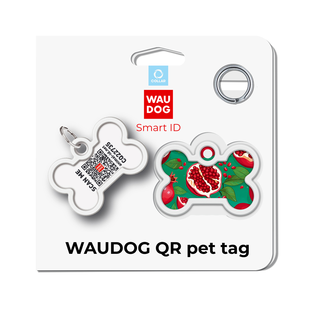 Адресник для тварин WAUDOG Smart ID з QR паспортом "Гранати", кістка 40х28 мм (231-4052) - зображення 5