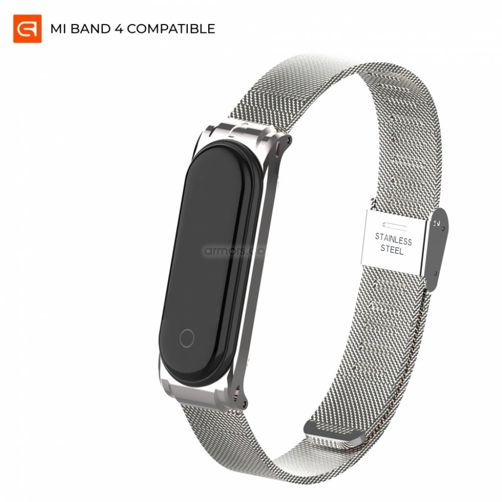 Ремінець до фітнес браслета Armorstandart Milanese Band для Xiaomi Mi Band 4/3 Satin Silver (ARM55035) - зображення 1
