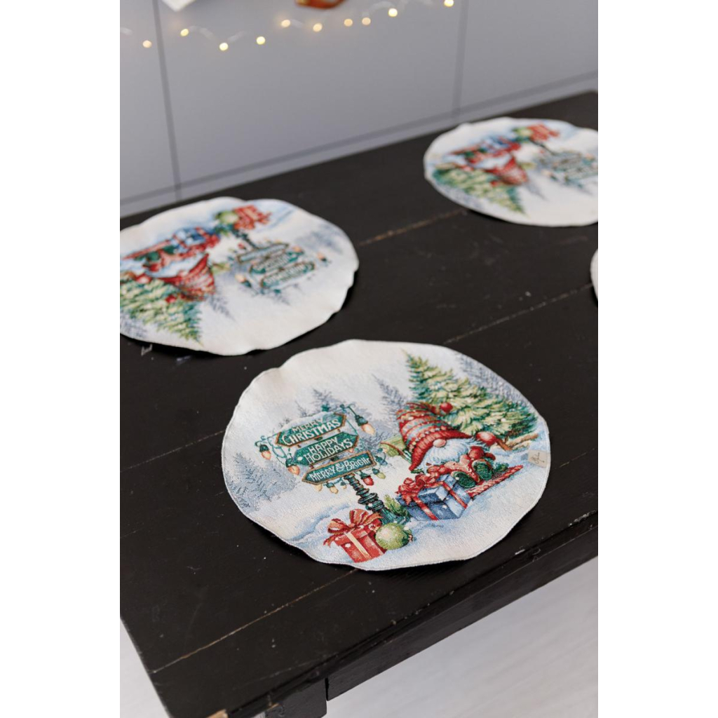 Серветка на стіл Прованс гобеленова Різдвяне багаття D 35 см (036429) - зображення 2