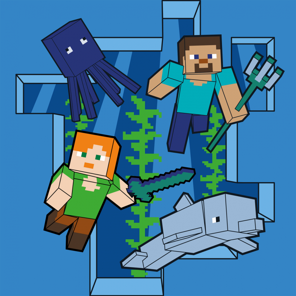 Картина по номерам Santi Майнкрафт Стів та Алекс у підводному світі 25х25см (955475) - зображення 1