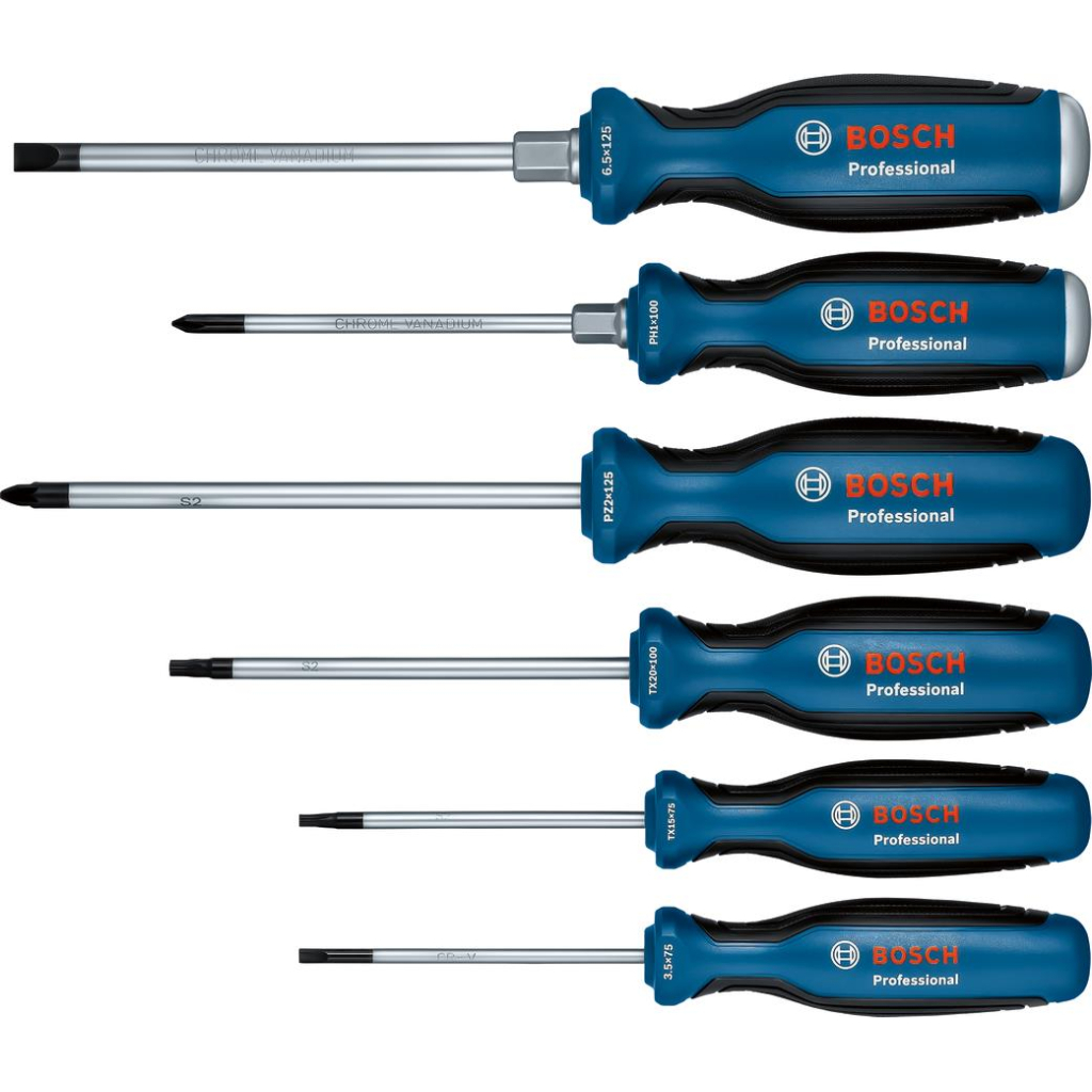 Набір викруток Bosch набір 6шт, SL 3.5, 6.5 мм, Т15х75мм, Т20х100мм, PH1x100мм, PZ2x125 мм (1.600.A02.CV3) - изображение 2