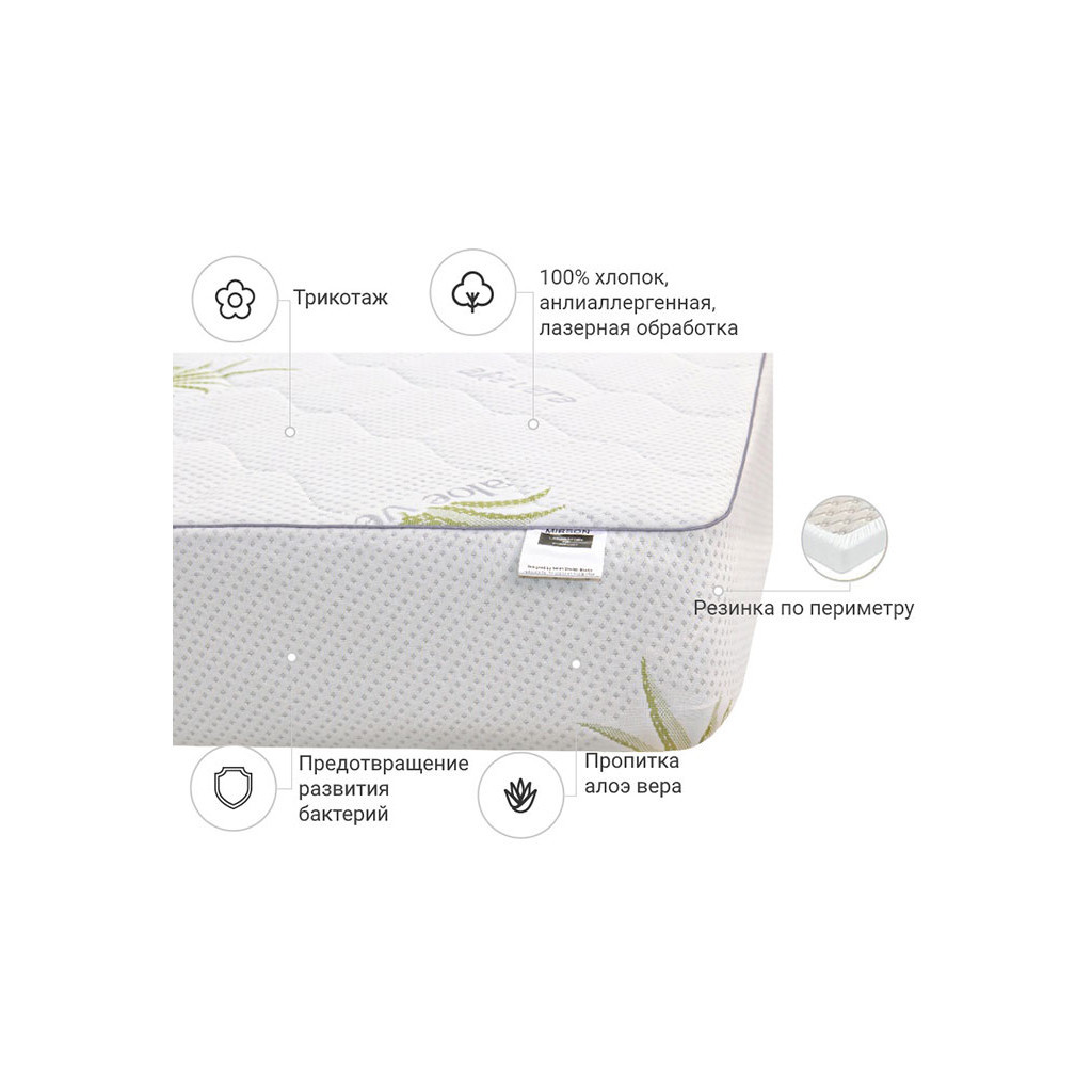 Наматрацник MirSon №1007 Alberto Eco Strong Aloe Vera 90х190 см (2200001490437) - зображення 3