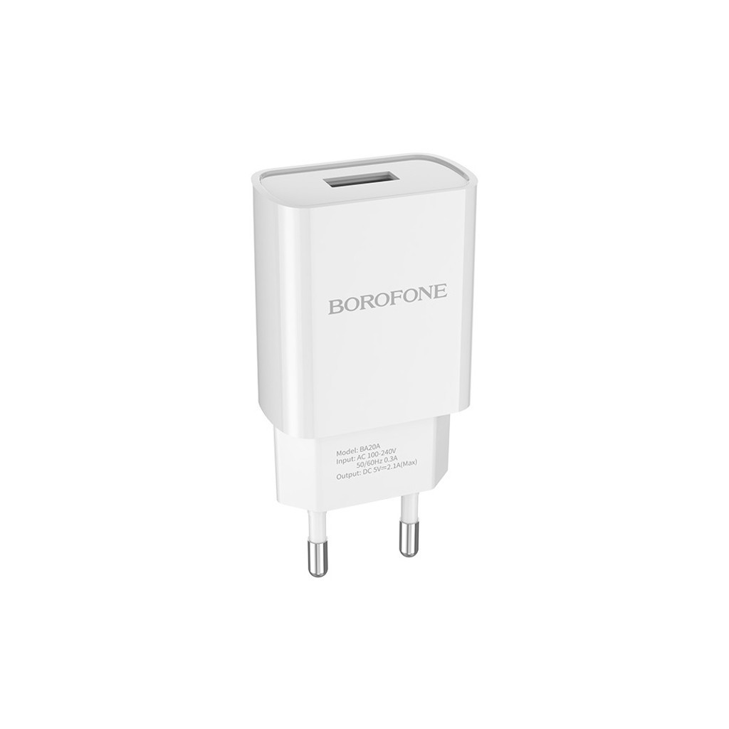 Зарядний пристрій BOROFONE BA20A Sharp charger White (BA20AW) - зображення 1