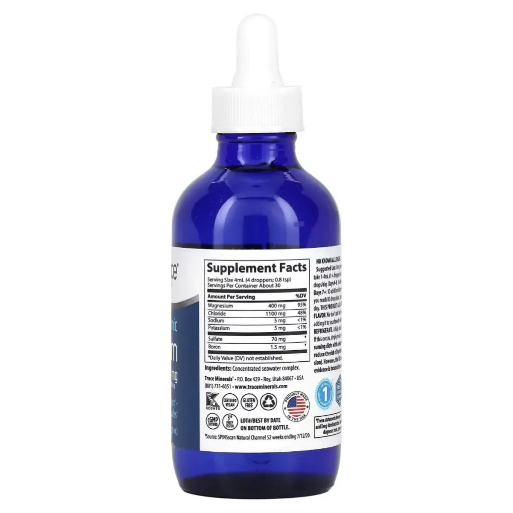 Мінерали Trace Minerals Магній іонізований у краплях, 400 мг, Ionic Magnesium, 118 мл (TMR-00353) - зображення 2