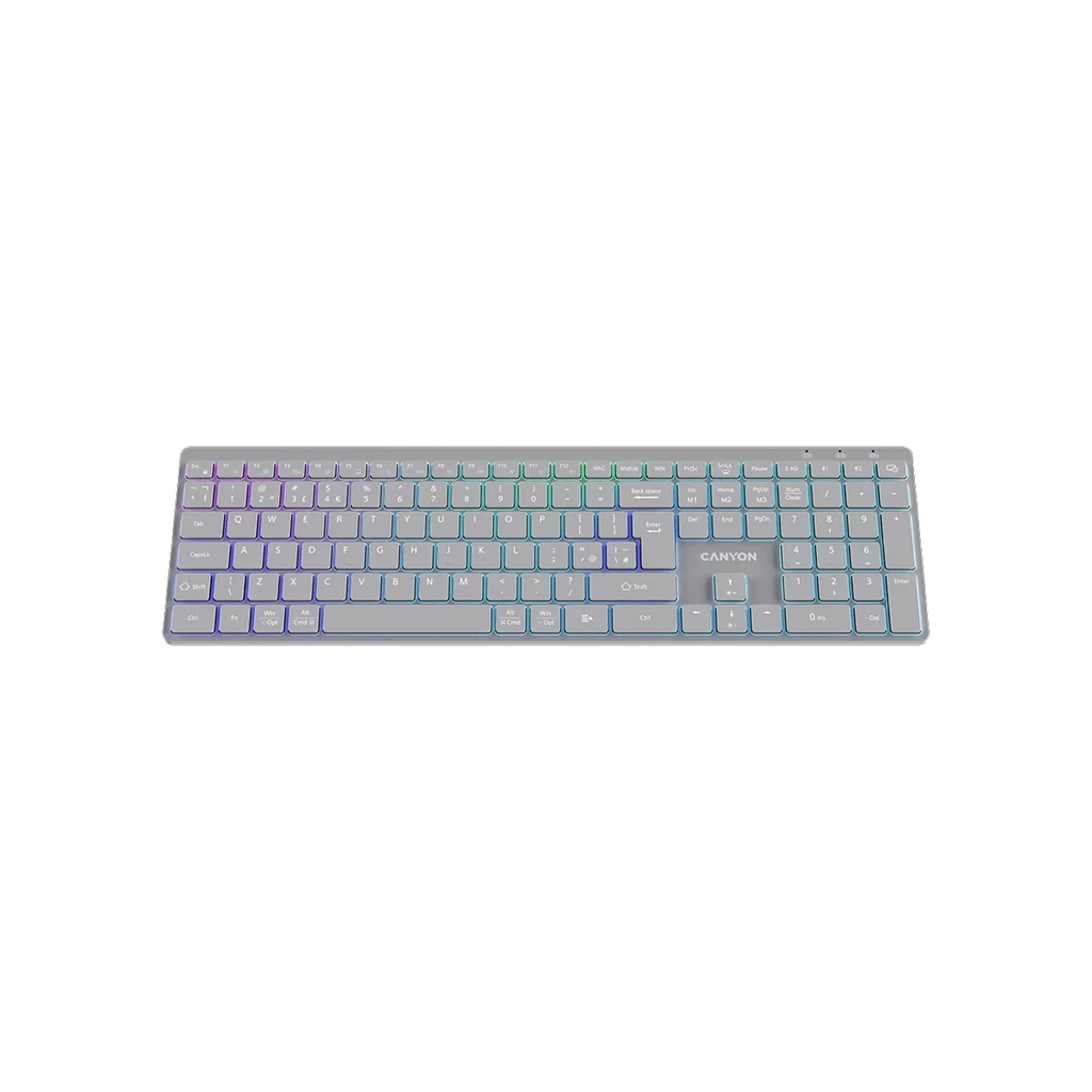 Клавіатура Canyon HKB-W11 Slim Dual Mode Wireless/Bluetooth RGB UA Grey (CNS-HBTK11G) - зображення 3