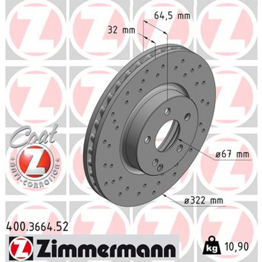 Гальмівний диск ZIMMERMANN 400.3664.52 - зображення 1