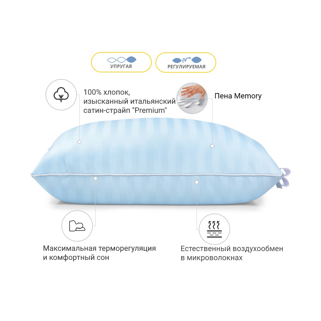 Подушка MirSon 1479 Valentino Hand Made memory effekt Висока 50х70 см (2200001540118) - зображення 2