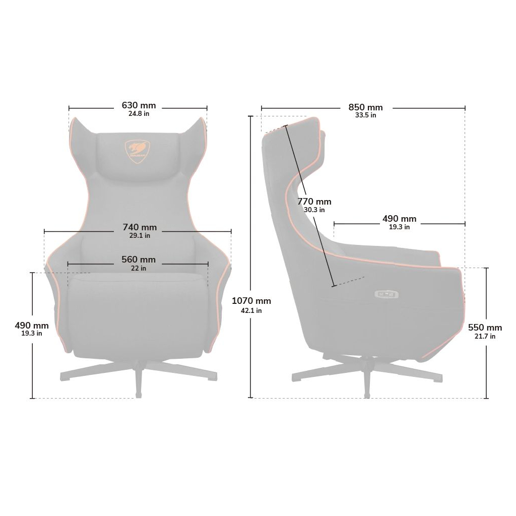 Крісло ігрове Cougar Magus Gray (MAGUS Gray) - зображення 10