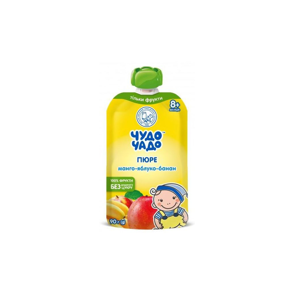 Дитяче пюре Чудо-Чадо Манго-яблуко-банан натуральне без цукру з 8 місяців 90 г (4820016254176) - изображение 1