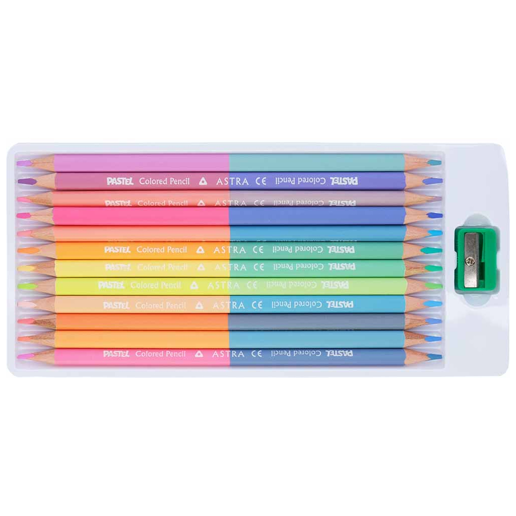 Олівці кольорові Школярик Пастельні двосторонні з точилкою 12 шт 24 кольори (312120003-UA) - зображення 2