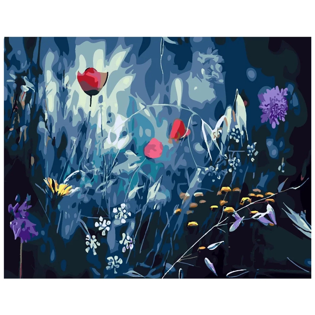 Картина по номерам Strateg Польові квіти вночі 40х50 см (SY6312) - зображення 1