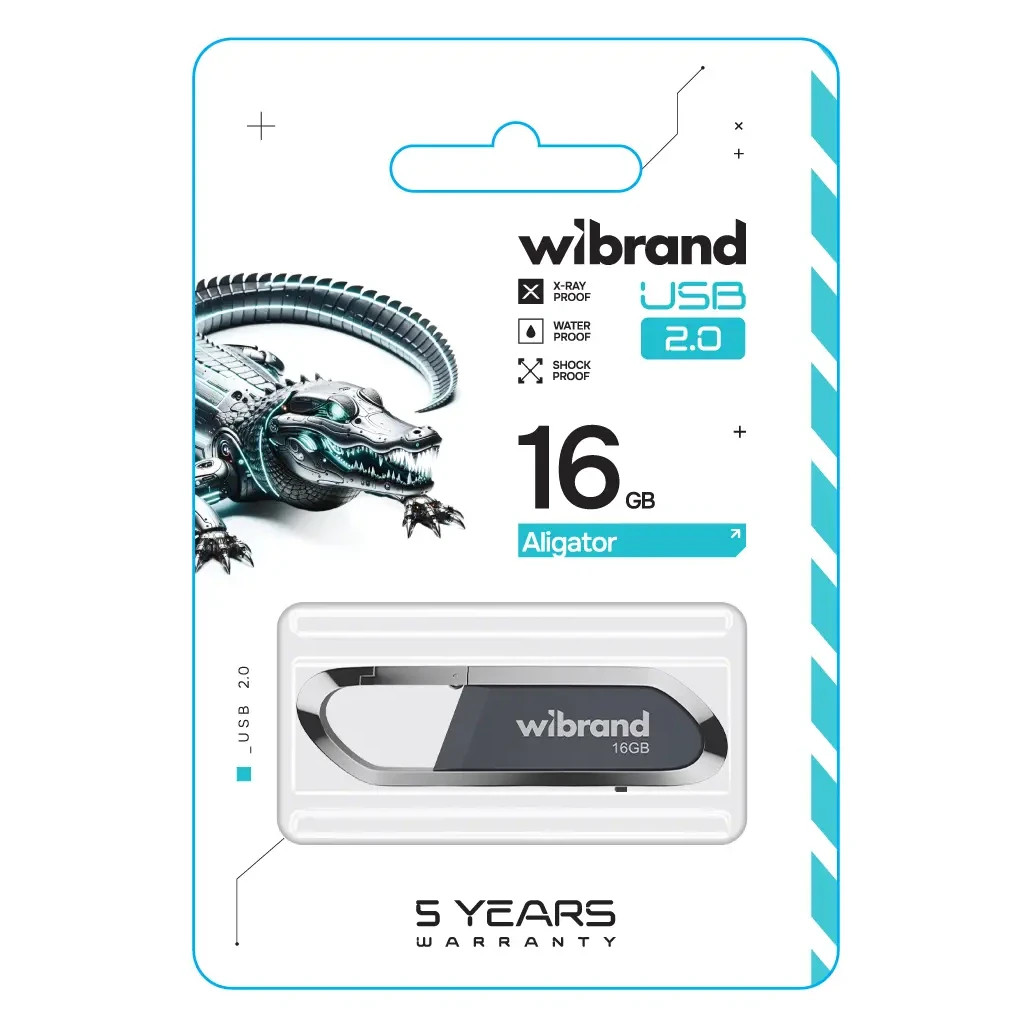 USB флеш накопичувач Wibrand 16GB Aligator Grey USB 2.0 (WI2.0/AL16U7G) - зображення 2