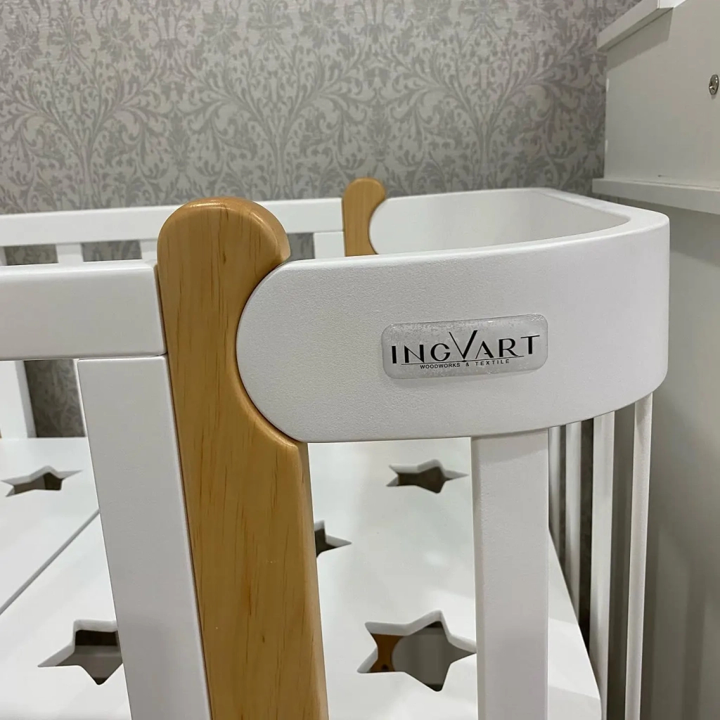 Ліжечко Ingvart трансформер Nika 70 Slim з опускною боковинкою (70х94, 70х120) біло-натуральне (872900111017) - зображення 5