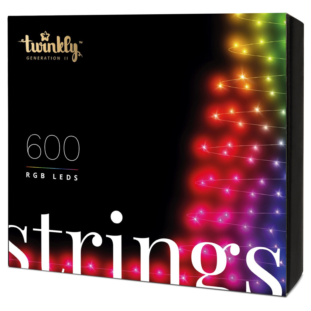 Гірлянда Twinkly Smart LED Strings RGB 600, BT+WiFi, Gen II, IP44 кабель чорн (TWS600STP-BEU) - зображення 1