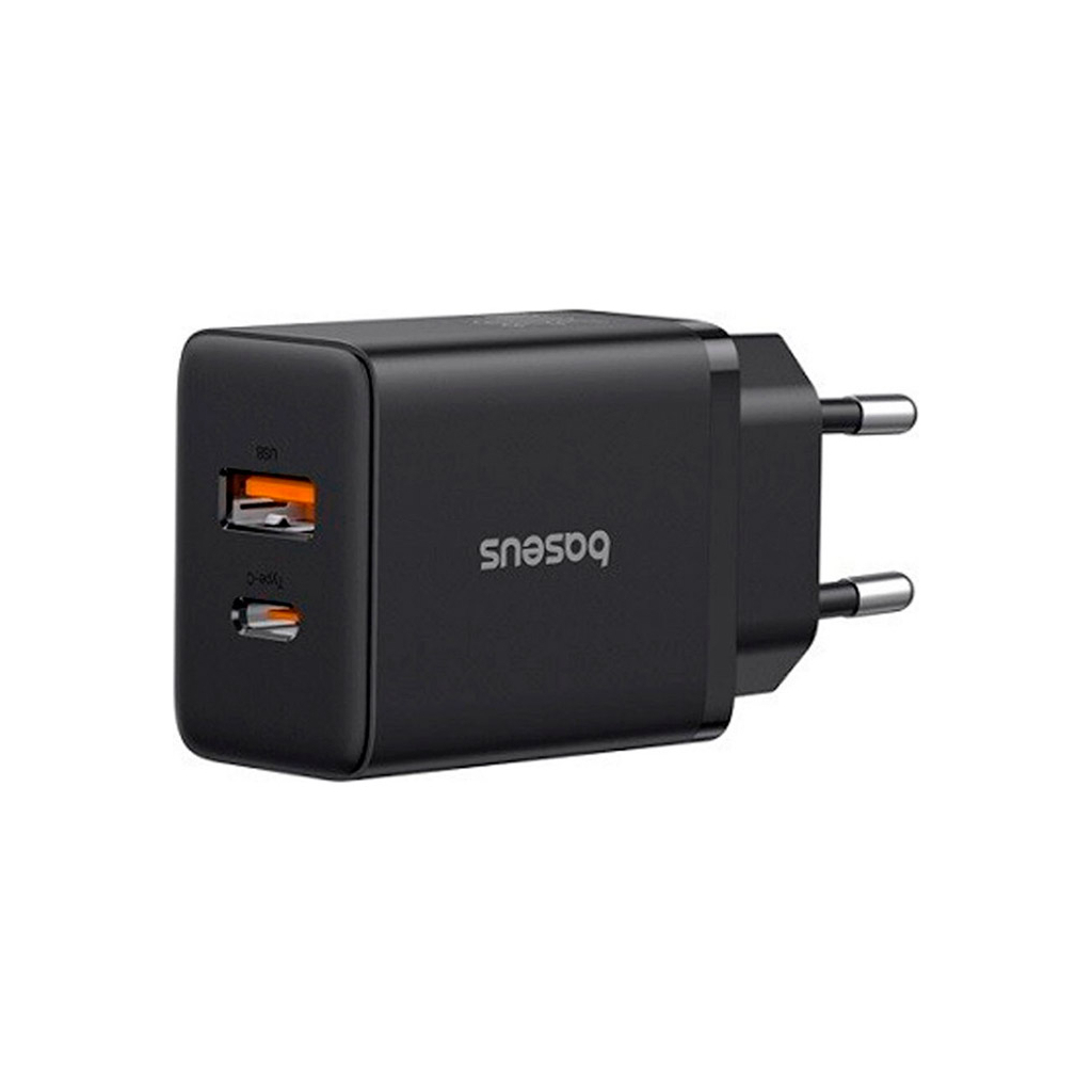 Зарядний пристрій Baseus 1xUSB-C 30W + 1xUSB black (P10111404113-00) - зображення 3