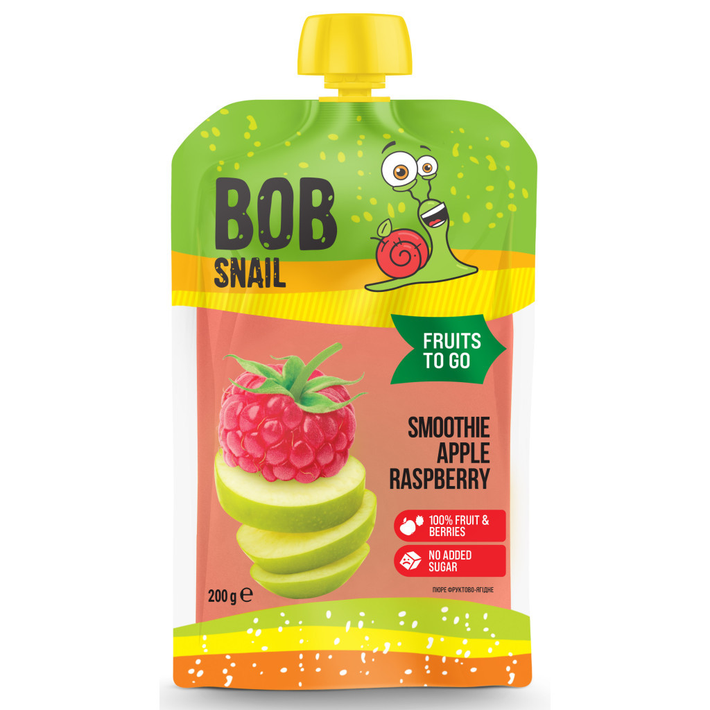 Дитяче пюре Bob Snail Смузі Яблуко-Малина пастеризоване 200 г (1740809) - зображення 1