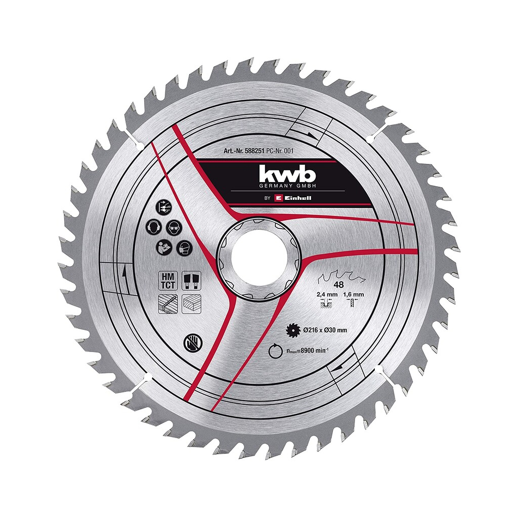 Диск пильний Einhell TCT KWB, 216х30 мм, 48 зуб. (588251) - зображення 1