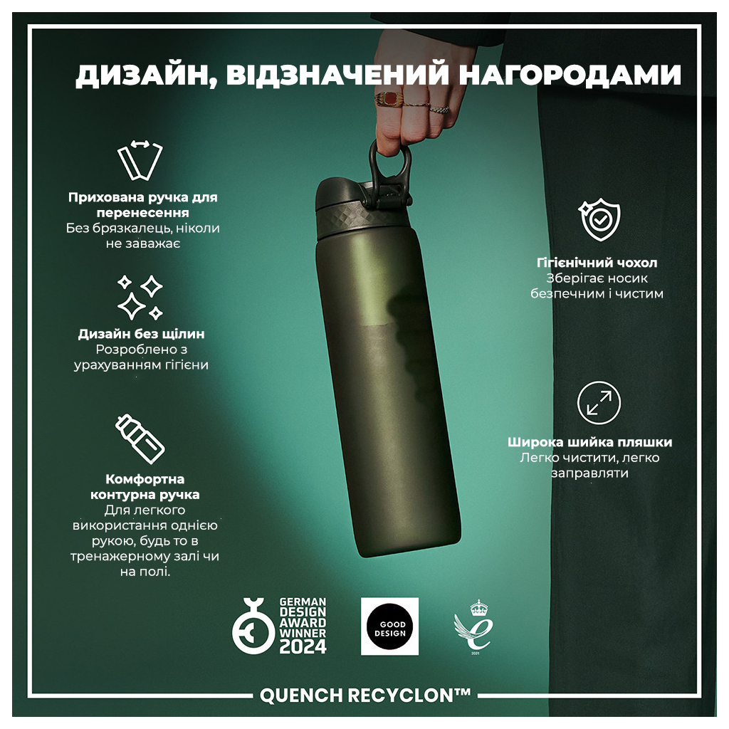 Пляшка для води ION8 OneTouch 1000 мл BPA Free, Dark Green (I8RF1000DGRE) - зображення 4