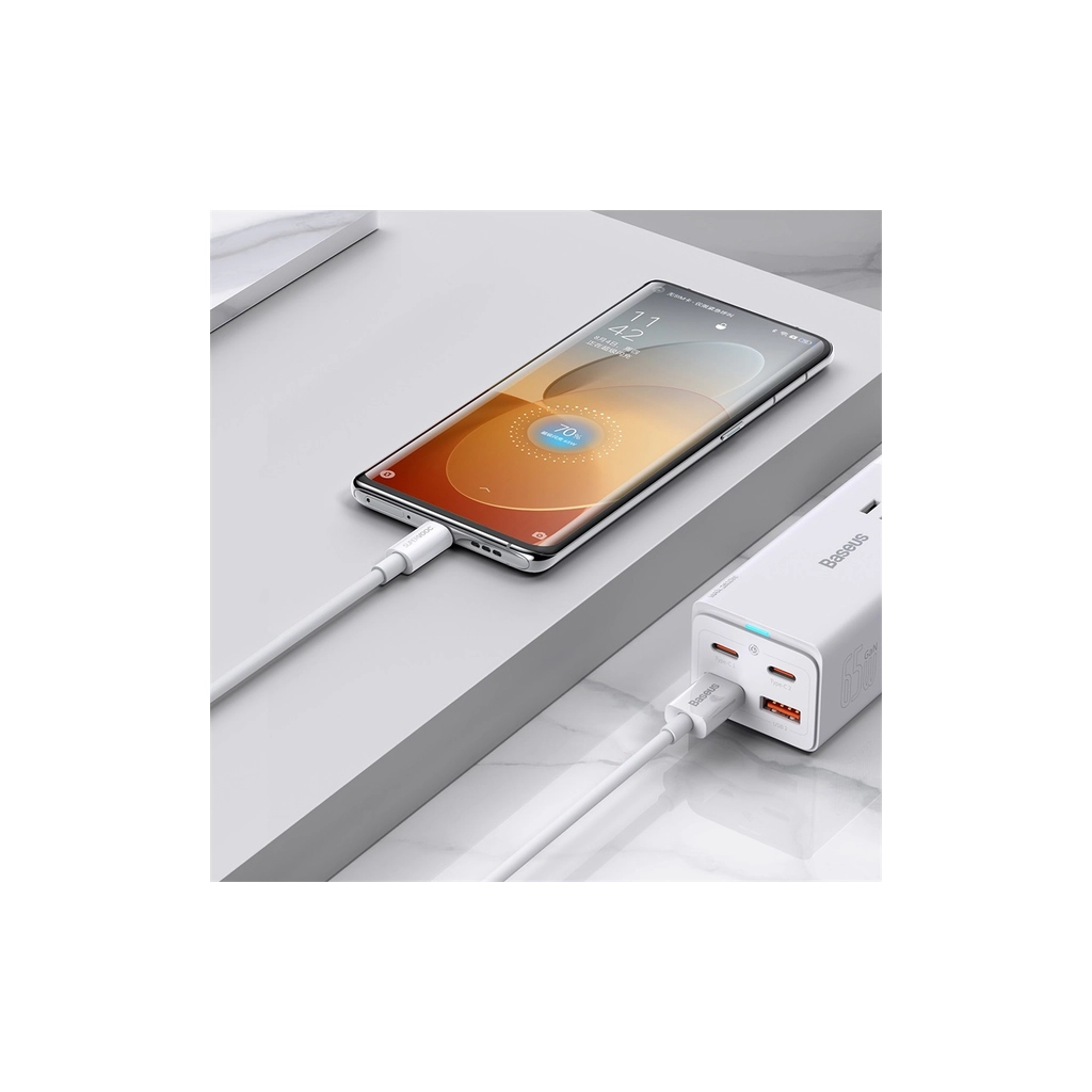 Дата кабель USB 2.0 AM to USB-C 1.0m Superior Fast Charging 60W white Baseus (CAYS000902) - зображення 9