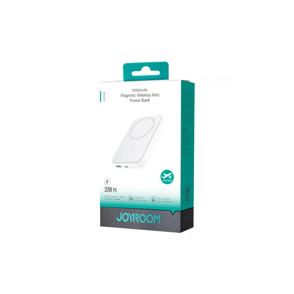 Батарея універсальна JOYROOM Magnetic Wireless 10000mAh 20W PD, QC, USB-C In/Out White (JR-W020 / 6941237119698) - зображення 6