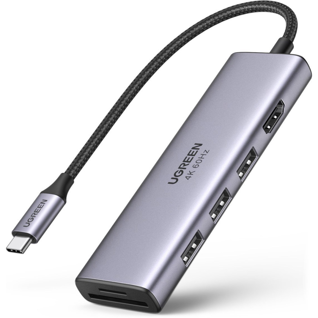 Концентратор Ugreen USB3.1 Type-C to HDMI 4K60Hz/USB 3.0х2/SD/TF/PD 100W 5-in-1 CM511 (60383) - зображення 1