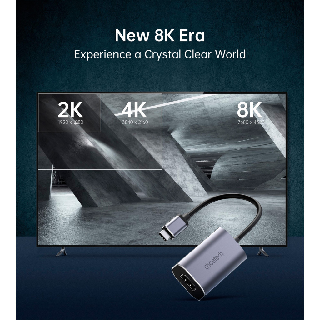 Перехідник USB-C to HDMI 8K 60 Hz Choetech (HUB-H16-GY) - изображение 5