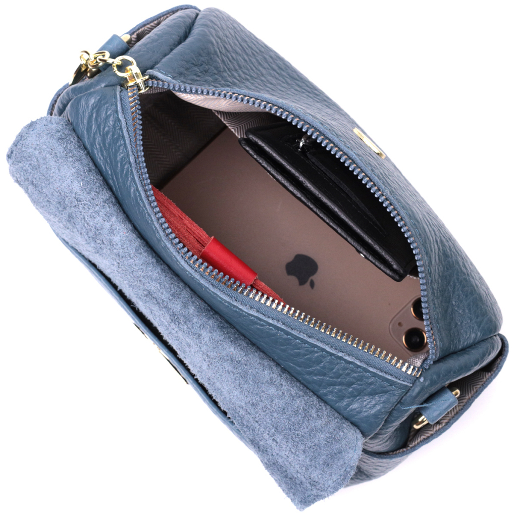 Сумка Vintage Шкіряна жіноча Синя (22402) - зображення 8