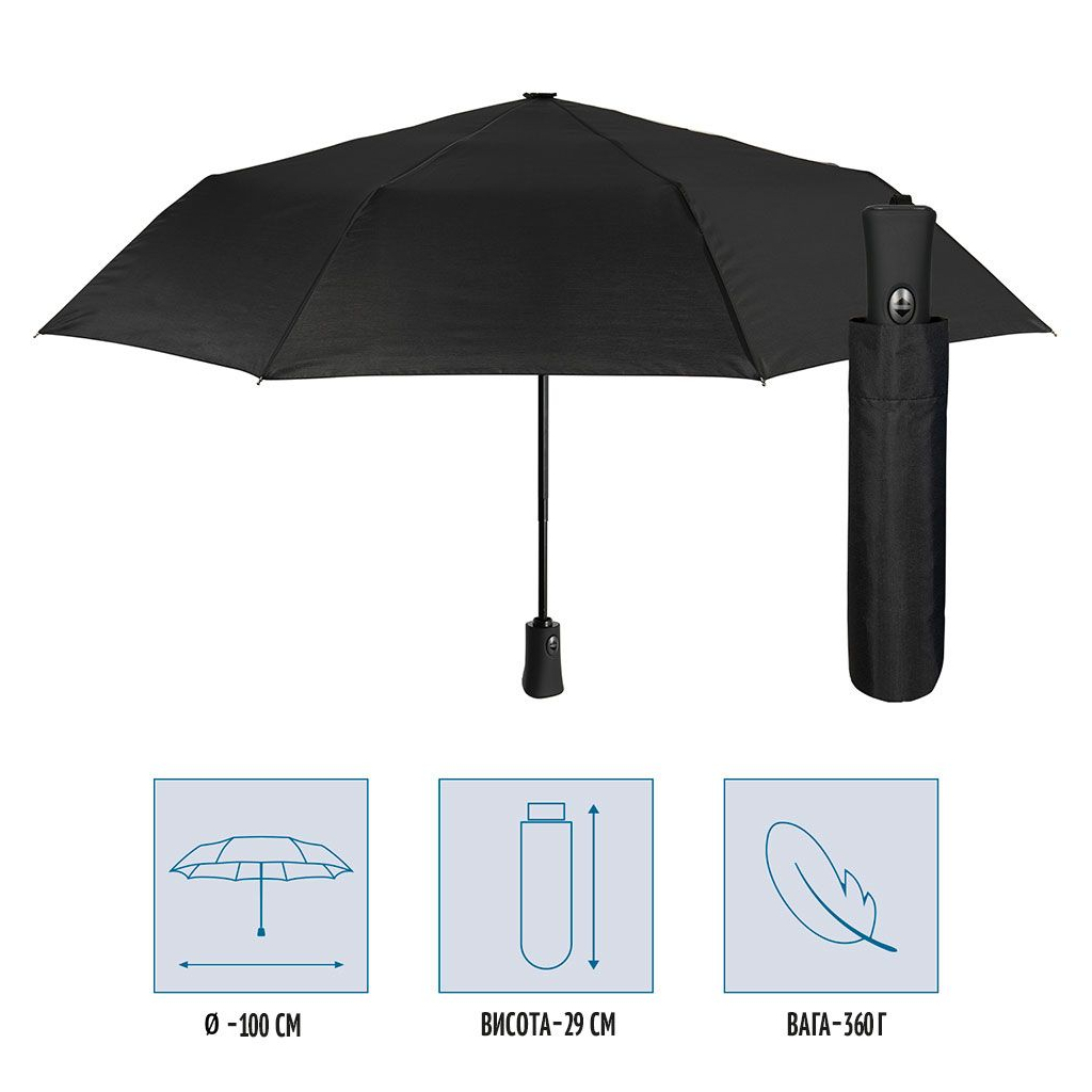 Парасоля Perletti Ombrelli promozionali повний автомат Чорна (96009-01) - зображення 8