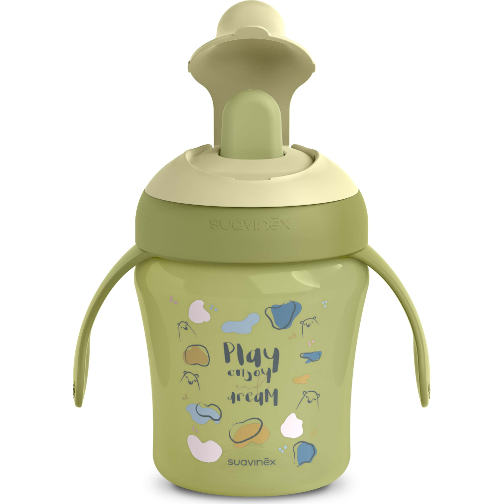 Поїльник-непроливайка Suavinex Bear Family чашка з носиком, 200 мл,+6 міс. зелена (402643) - зображення 3