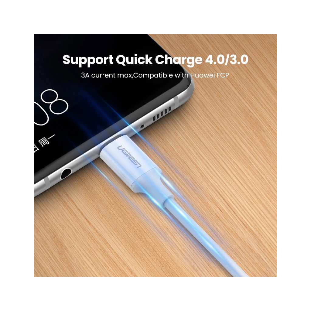 Дата кабель USB-C to USB-C 0.5m 3A 60W US264 white Ugreen (60517) - зображення 3