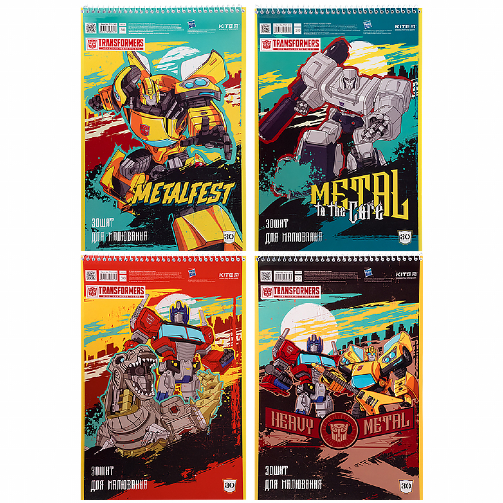 Альбом для малювання Kite Transformers спіраль 30 аркушів 4 дизайни (TF21-243) - зображення 1