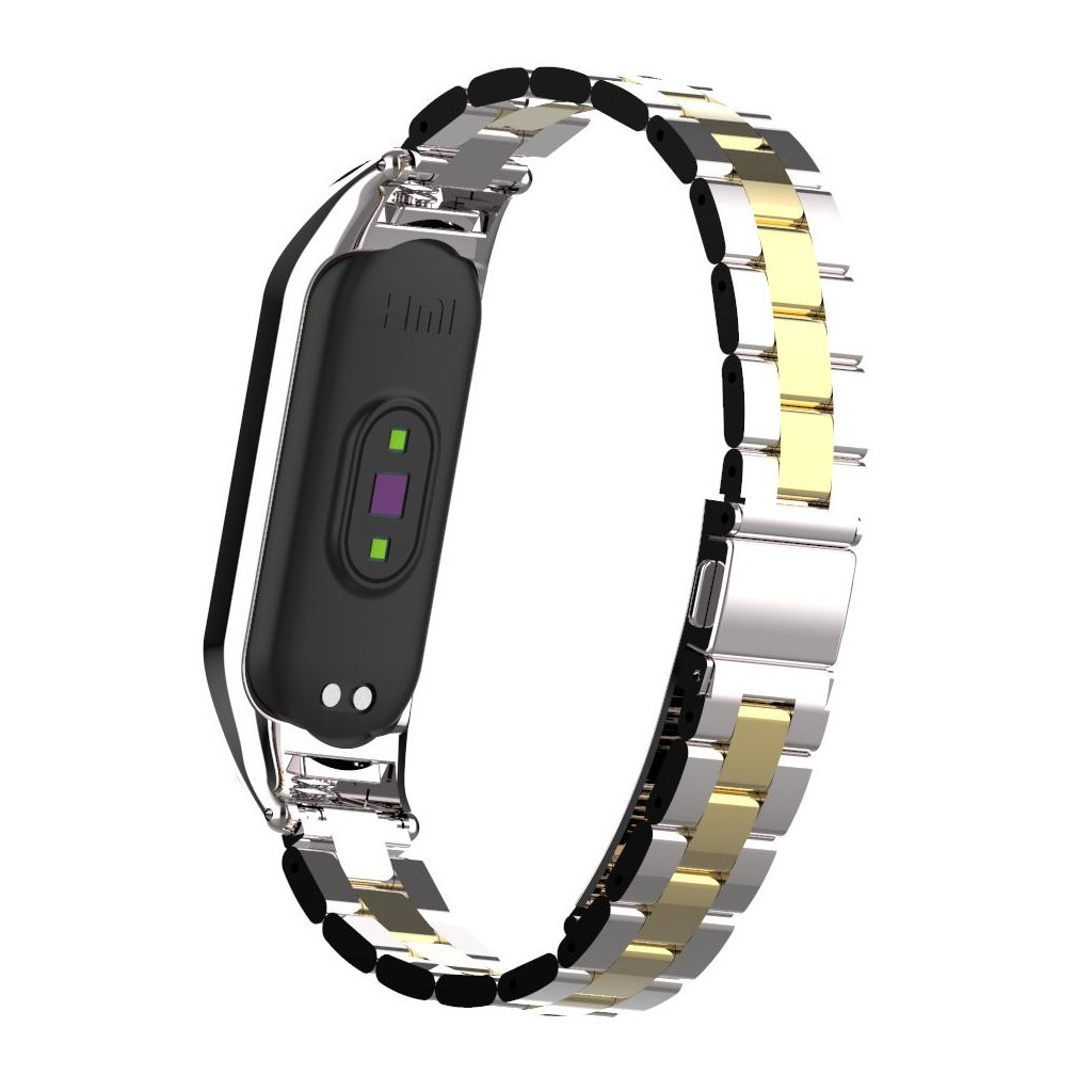 Ремінець до фітнес браслета XoKo Metal Premium Band для Xiaomi Mi band 5 Silver-Gold (XK-MTL-SLRGD) - зображення 4