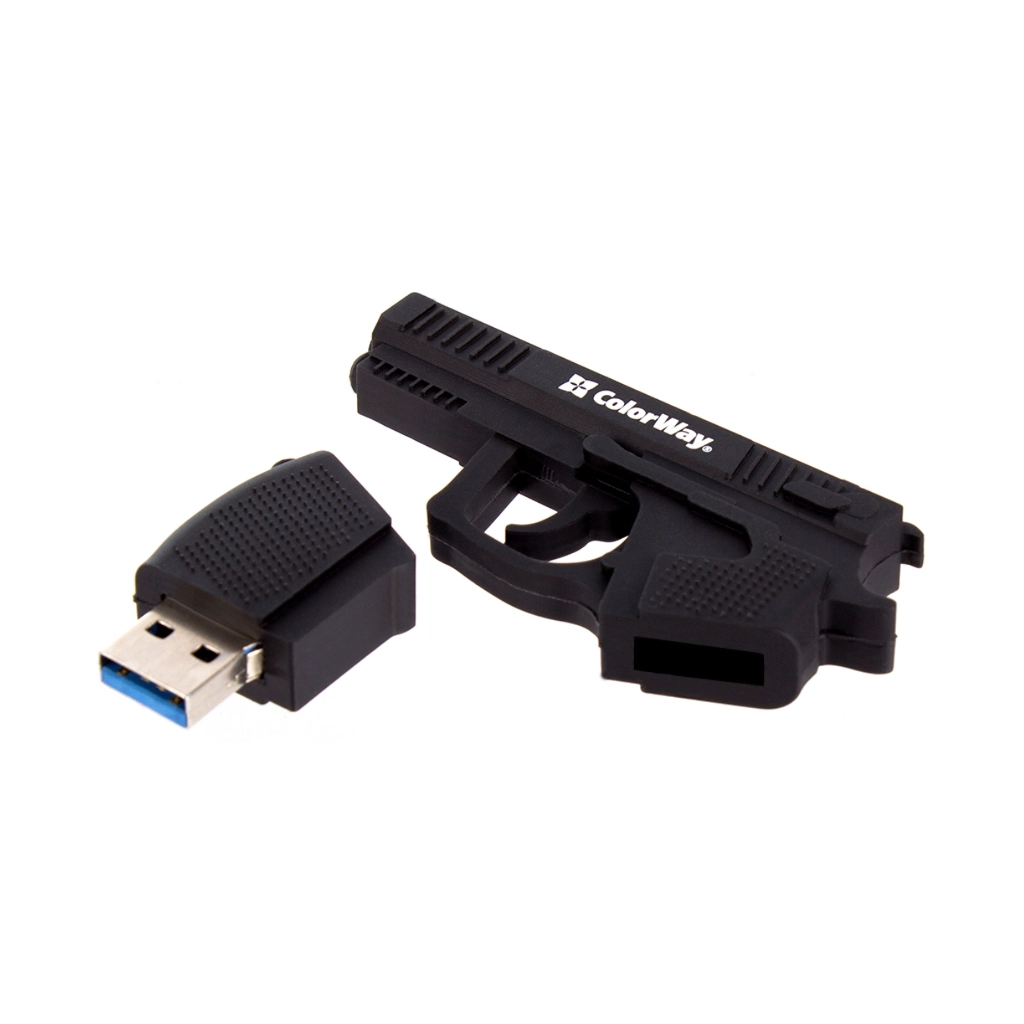 USB флеш накопичувач ColorWay Pistol 64 GB 3.0 Black (CW-USBPL64) - изображение 5