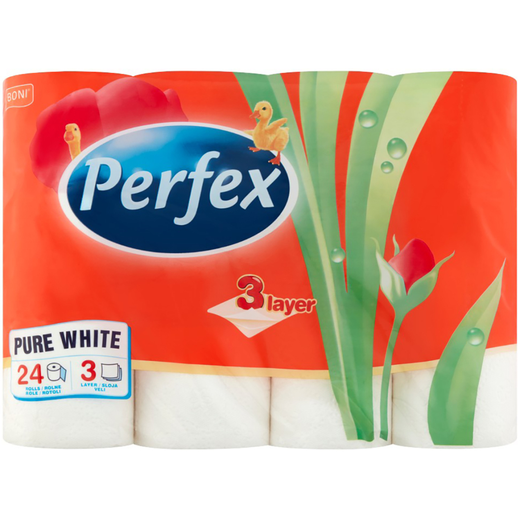 Туалетний папір Perfex Pure White 3 шари 24 рулони (8606102287039) - зображення 1