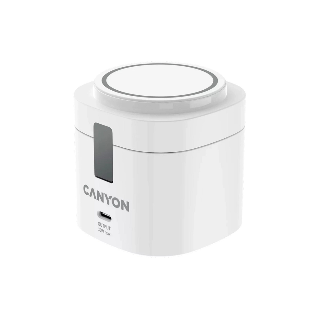 Зарядний пристрій Canyon 4-in-1 wireless charging stand 30W + charger 65W + cable 1.0m white (CNS-WCS405W) - зображення 1