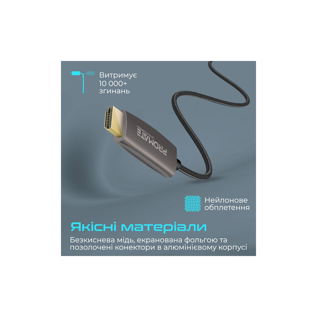 Кабель мультимедійний DisplayPort to HDMI prolink-dp200.black Promate (prolink-dp200.black) - изображение 6