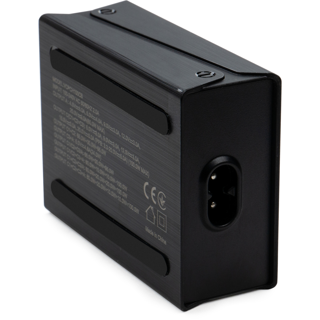 Зарядний пристрій Vinga GaN 100W PD+QC 3C1A ports 1.2m Wired Charger (VCPCH100CB) - зображення 3