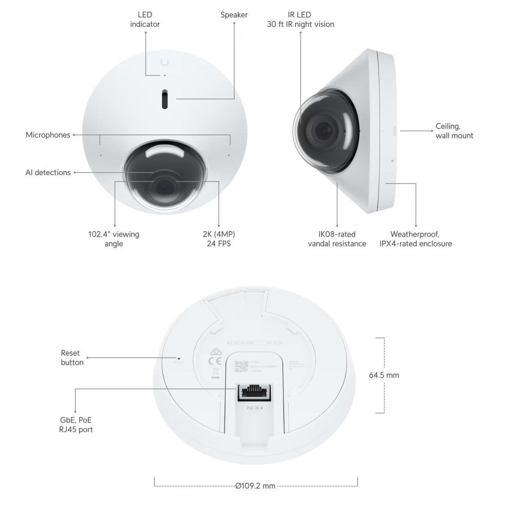 Камера відеоспостереження Ubiquiti UVC-G4-DOME - зображення 4
