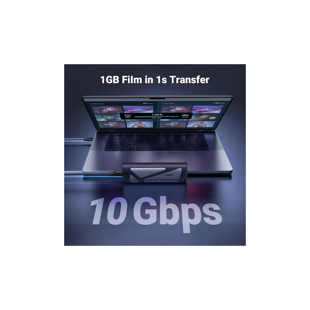 Кишеня зовнішня UGREEN USB 3.2 Gen 2 to M.2 NVMe/SATA 10Gbps UASP TRIM CM767 gray (15813) - зображення 6