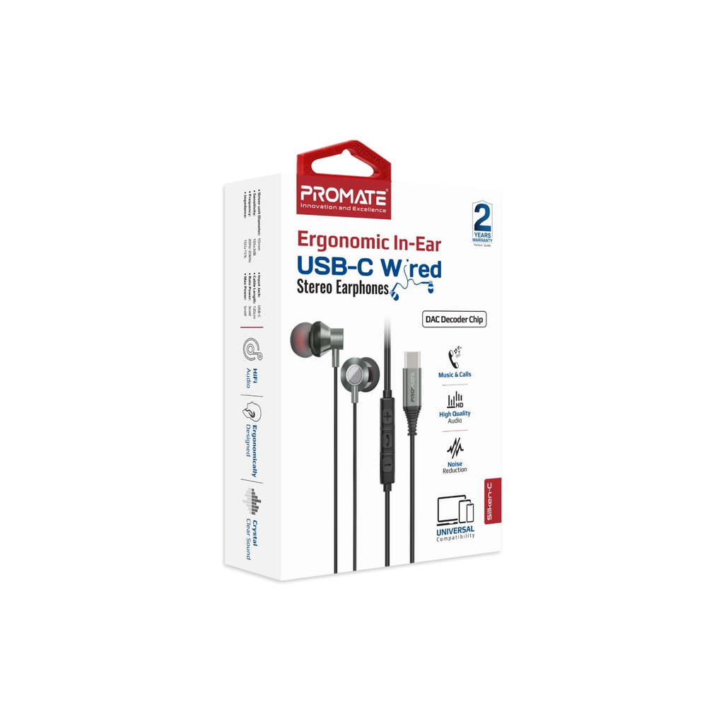 Навушники Promate Silken-C Grey (silken-c.grey) - зображення 2