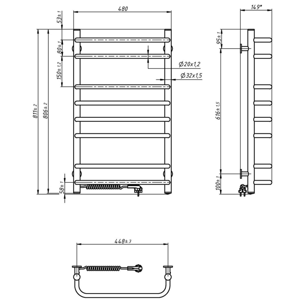 Сушарка для рушників Navin Симфонія 480x800 (12-009130-4880) - зображення 5
