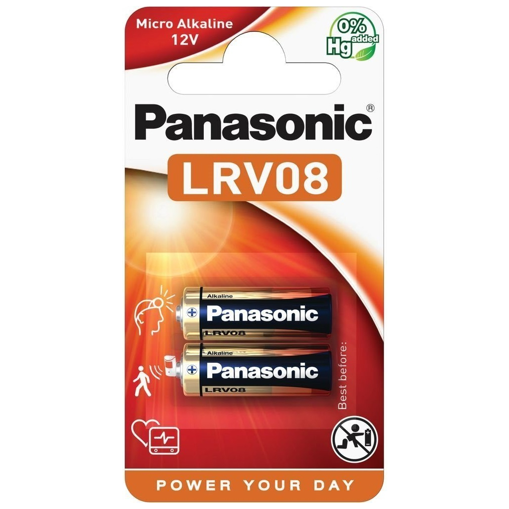 Батарейка Panasonic LRV08 (A23, MN21, V23) Alkaline * 2 (LRV08L/2BE) - зображення 1