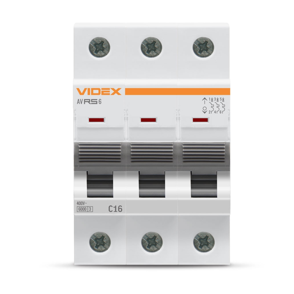 Автоматичний вимикач Videx RS6 RESIST 3п 16А 6кА С (VF-RS6-AV3C16) - изображение 2
