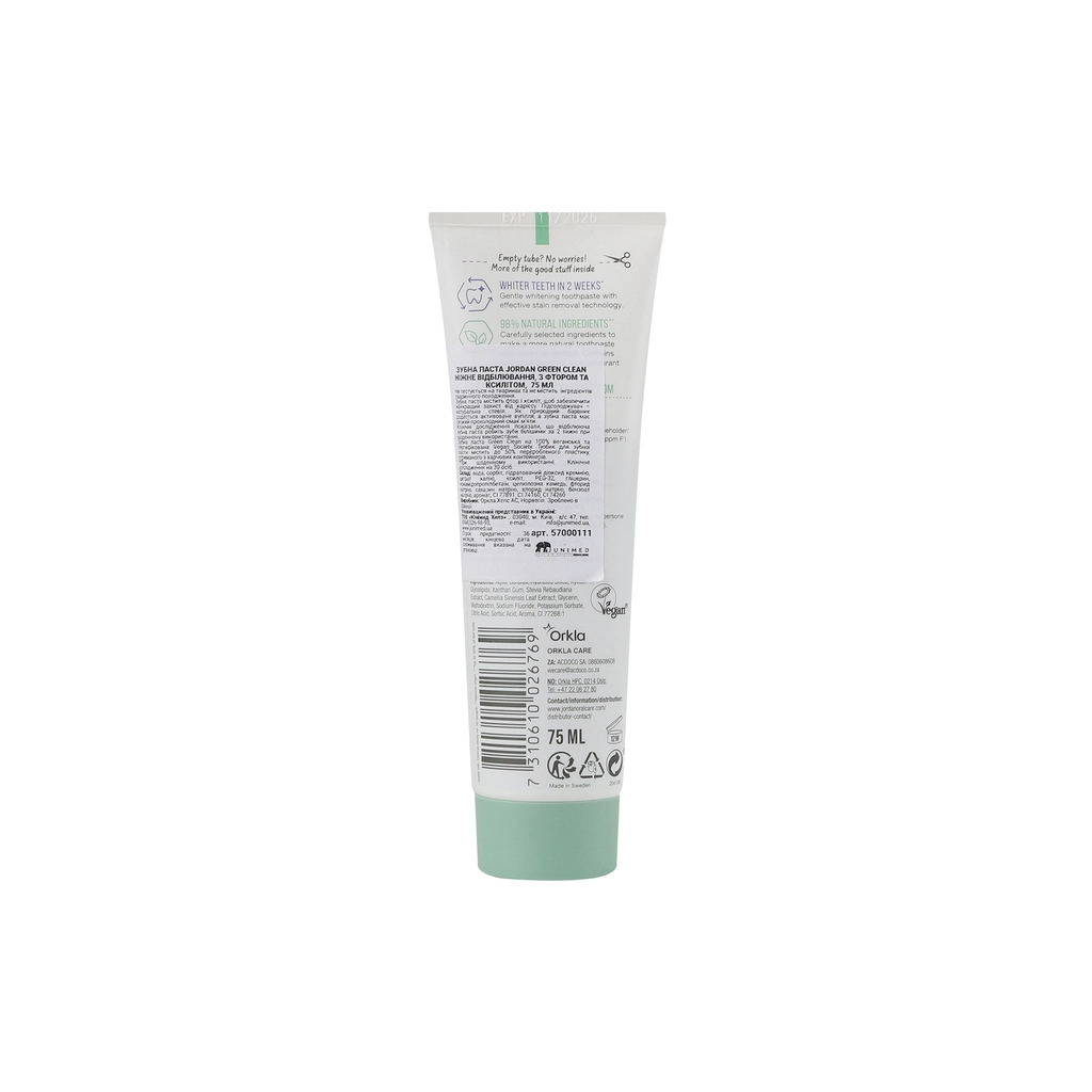 Зубна паста Jordan Green Clean Gentle Whitening Ніжне відбілювання 75 мл (7310610026769) - изображение 3