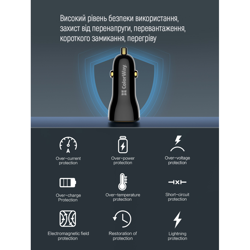 Зарядний пристрій ColorWay PowerDelivery PPS USB (USB-A + USB-C) (60W) Black (CW-CHA046PD-BK) - изображение 11