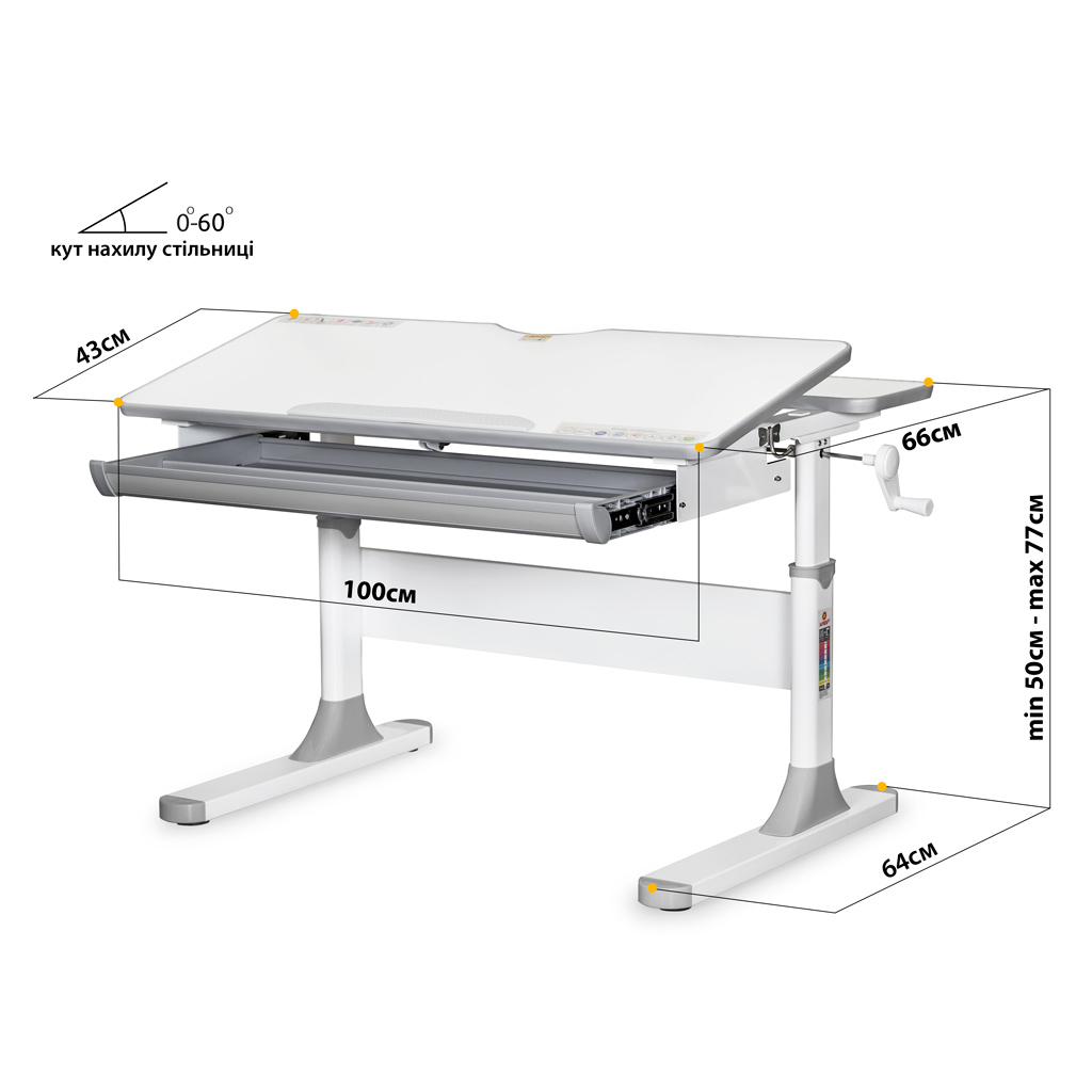 Парта Mealux Edmonton Multicolor G Liite (BD-610 W/MC + G Lite) - изображение 3