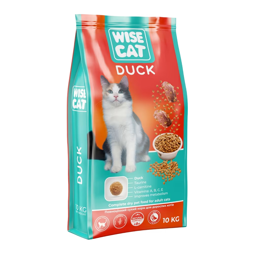 Сухий корм для кішок Wise Cat Duck 10 кг (4820111141593) - зображення 1