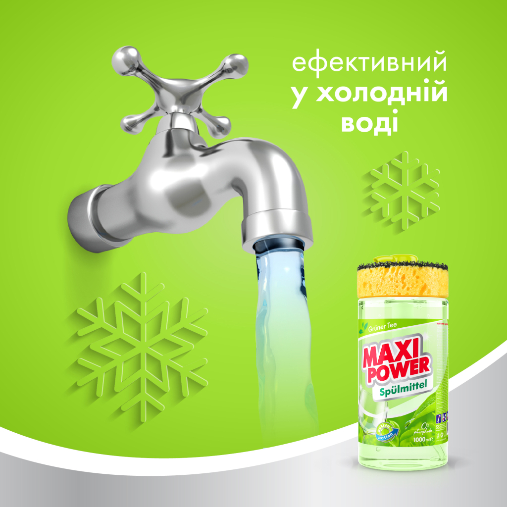 Засіб для ручного миття посуду Maxi Power Зелений чай 1000 мл (4823098411789) - зображення 6
